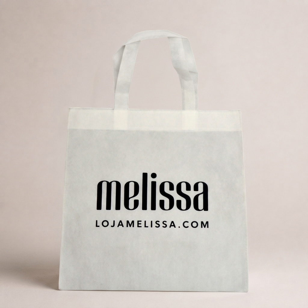 Sacola de TNT branca com alça personalizada Melissa